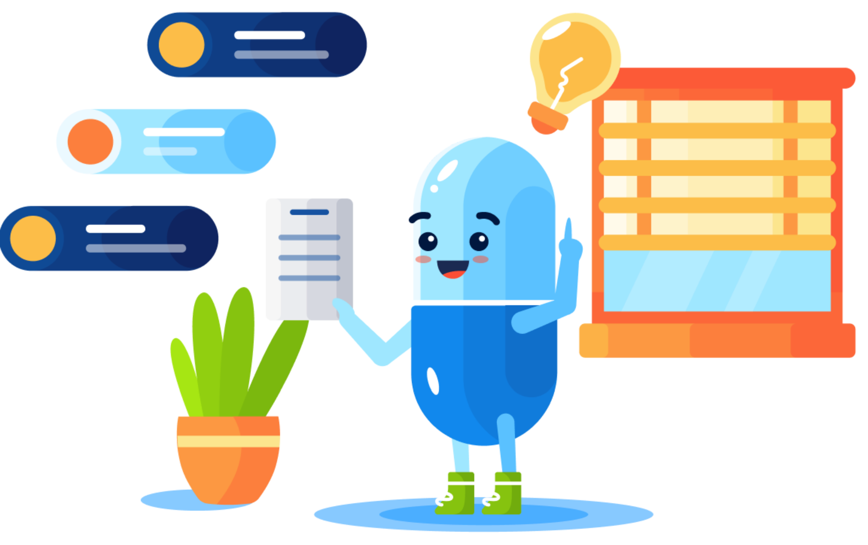Friendly Kaam Care character with health records and ideas
